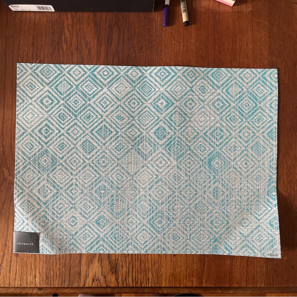 Chilewich Placemats - Set of Four - Mosaic “Breeze” Turquoise